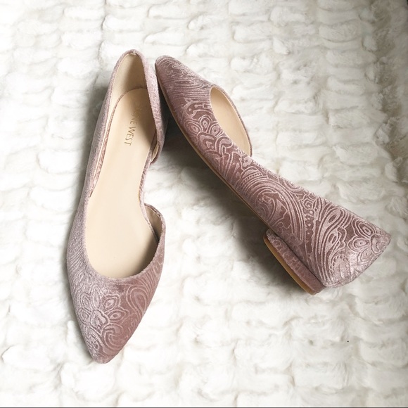 Nine West Shoes - Nine West Blush Pink Velvet D’Orsay Ballet Flats